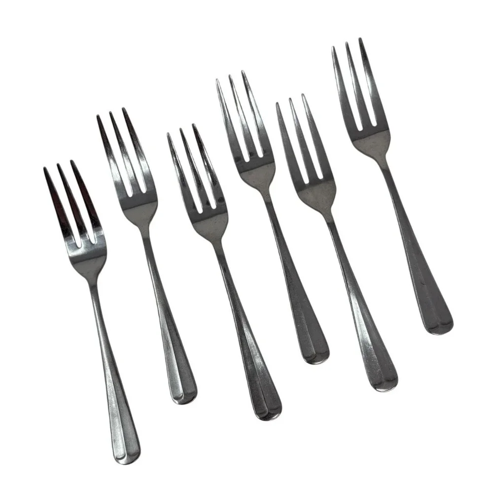 6 Vintage Salad Forks Oyster Bay Barclay Geneve Stainless Steel Flatware Fork